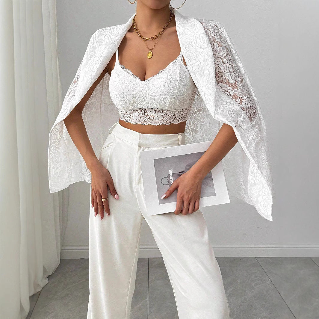 Nayara - Blazer de encaje blanco