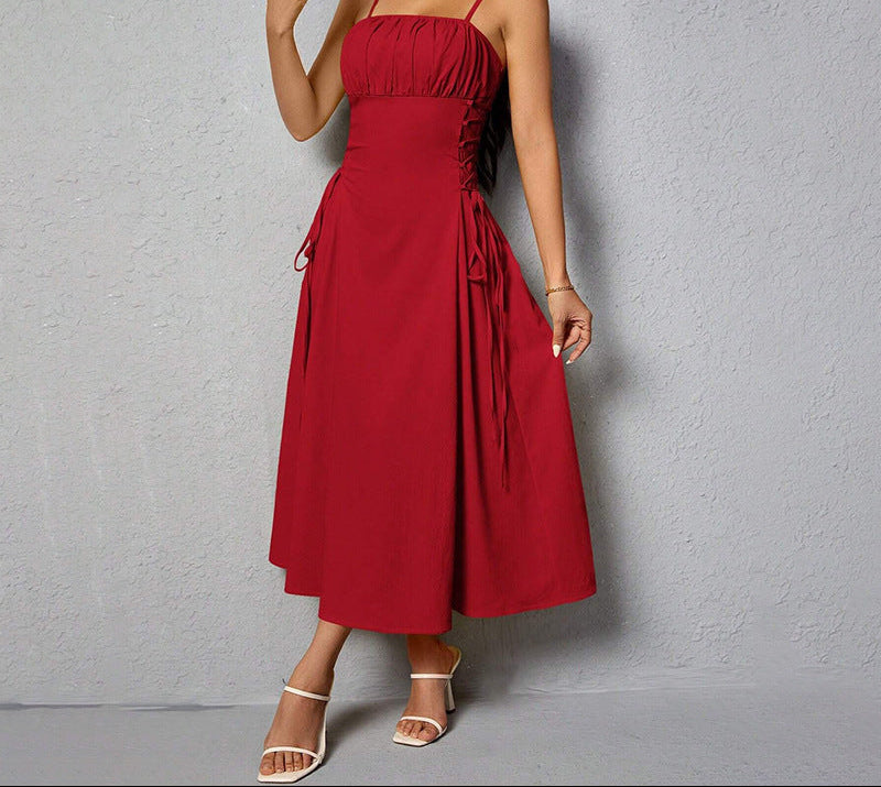 Coral - Vestido largo con tirantes finos
