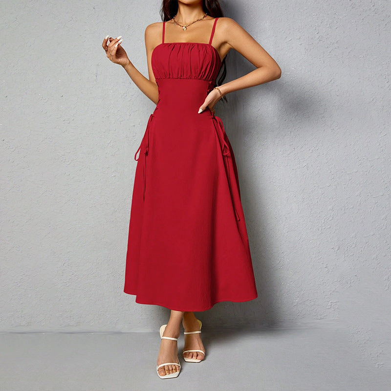 Coral - Vestido largo con tirantes finos