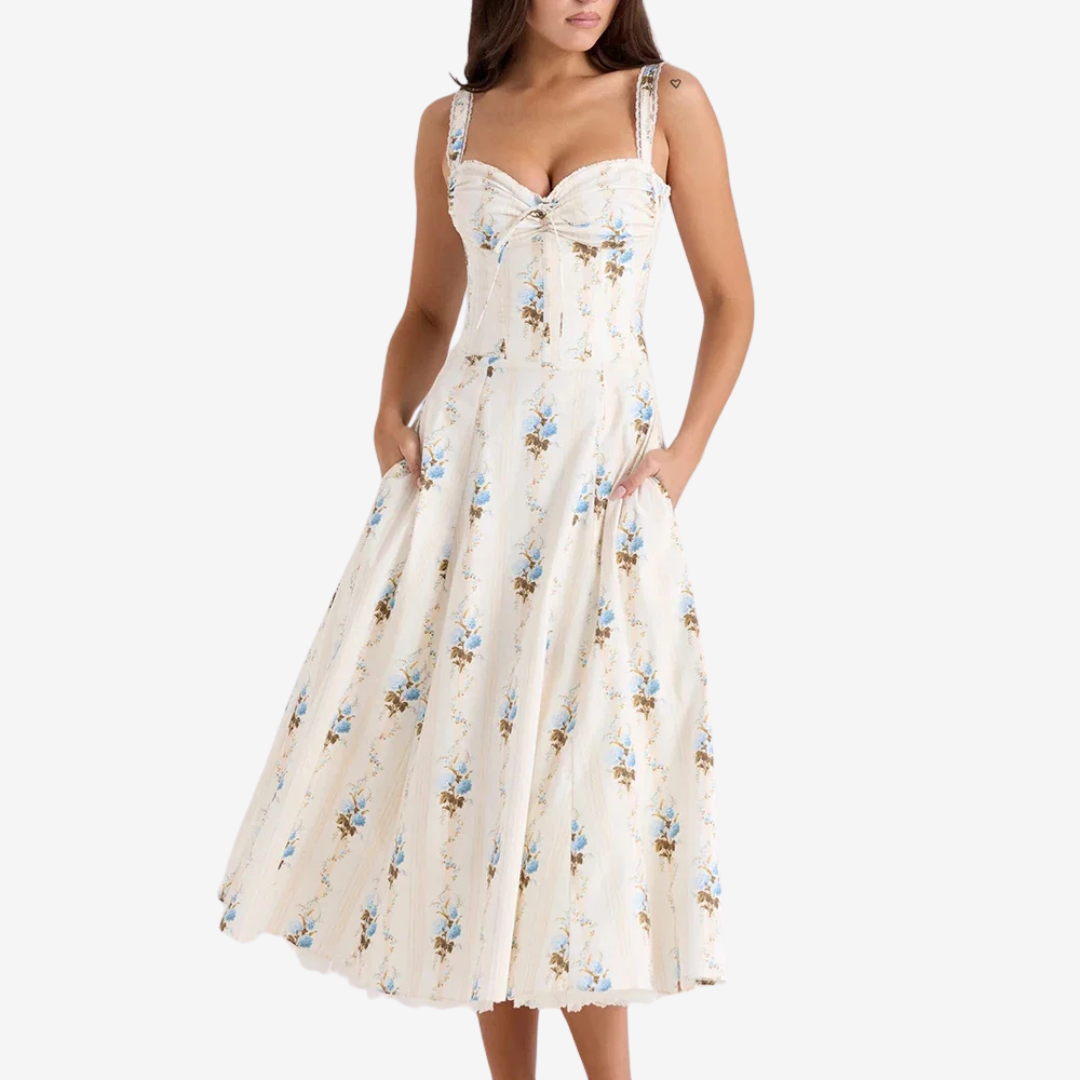 Mireia - Vestido de algodón con cintura ajustada