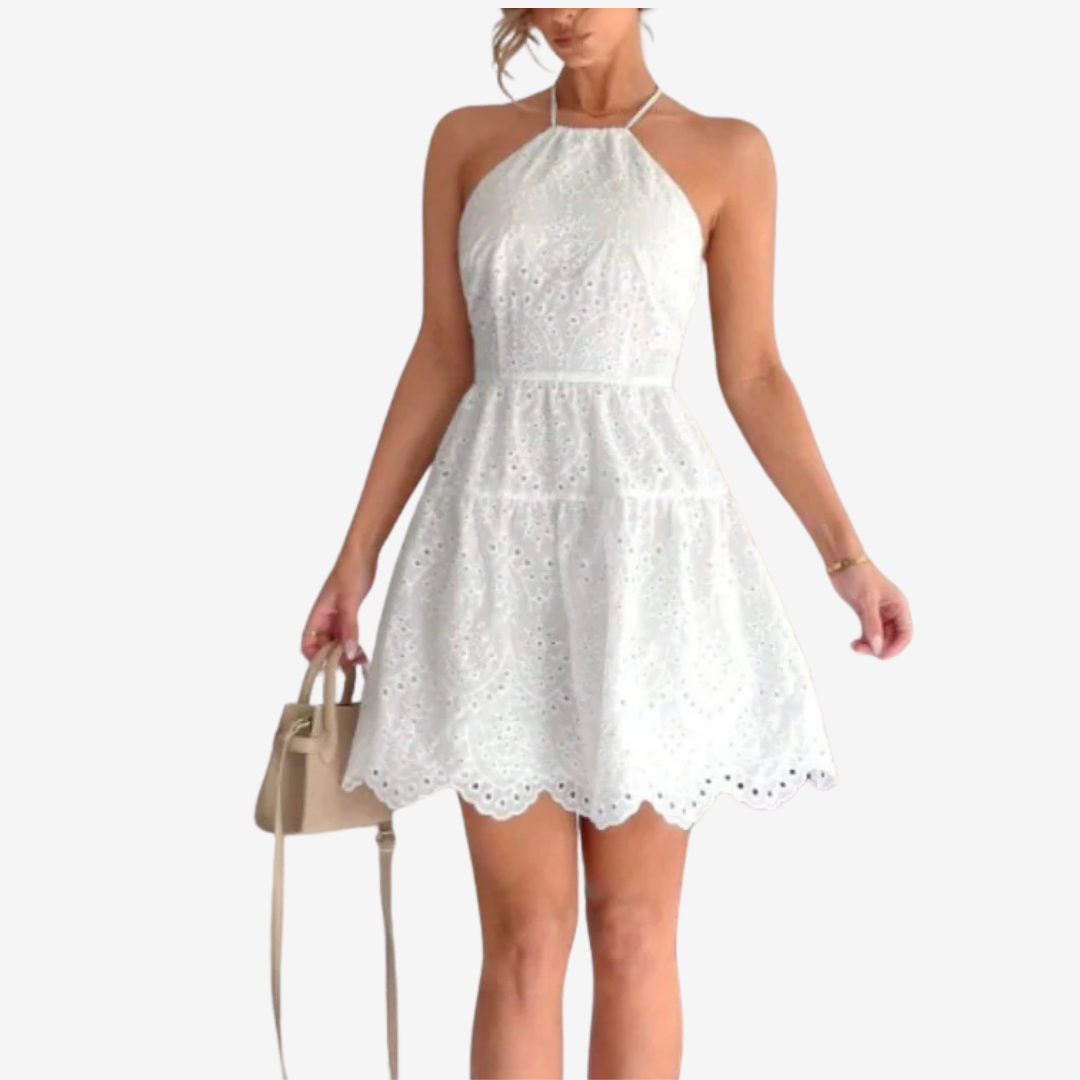 Paula - Vestido largo de encaje blanco