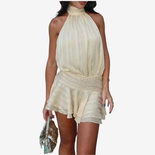 Abril - Vestido con volantes y cuello halter
