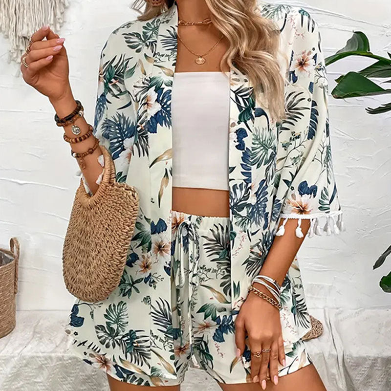 Noa - Conjunto de playa con estampado y flecos