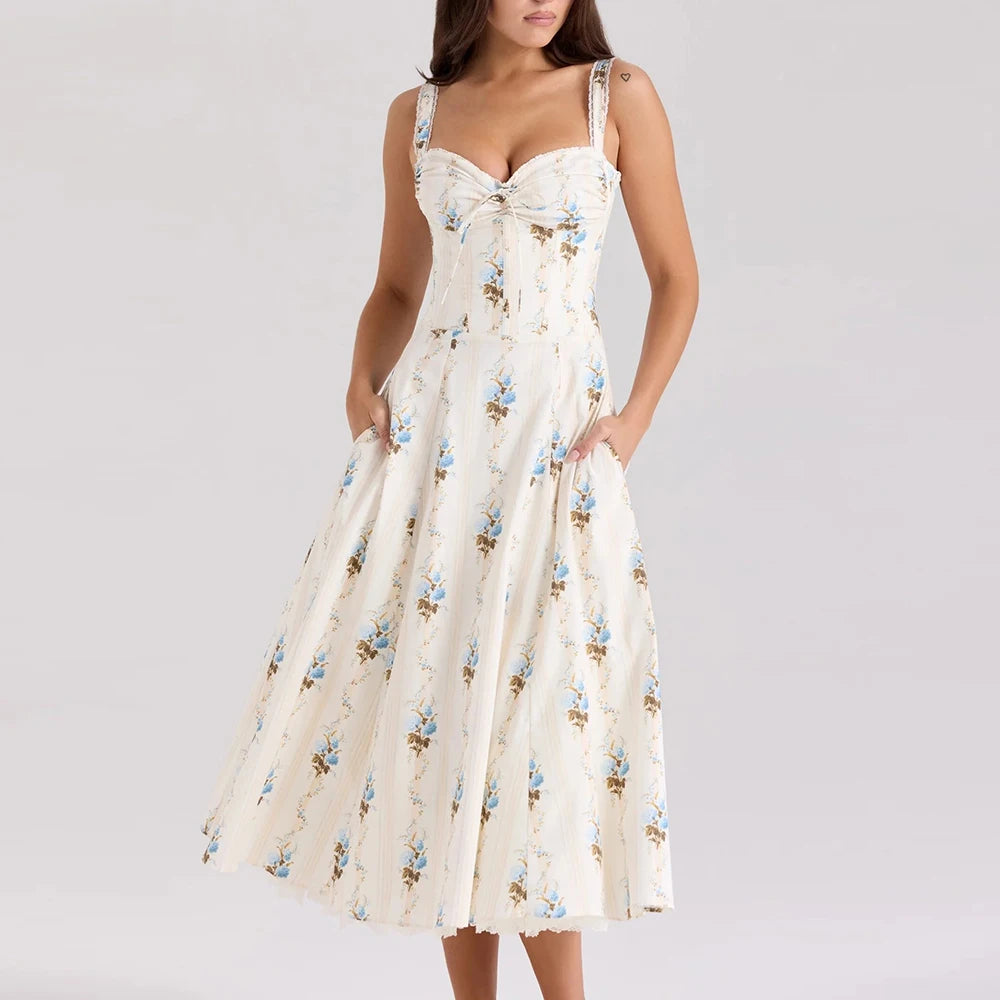 Mireia - Vestido de algodón con cintura ajustada