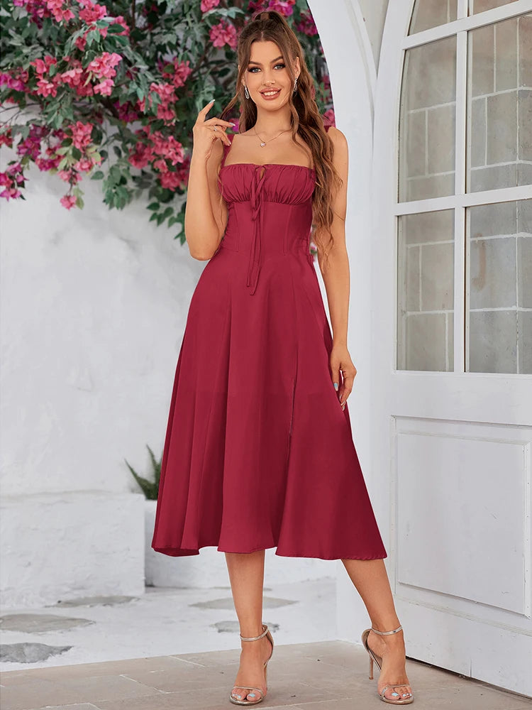 Tamara - Vestido con abertura tipo corsé