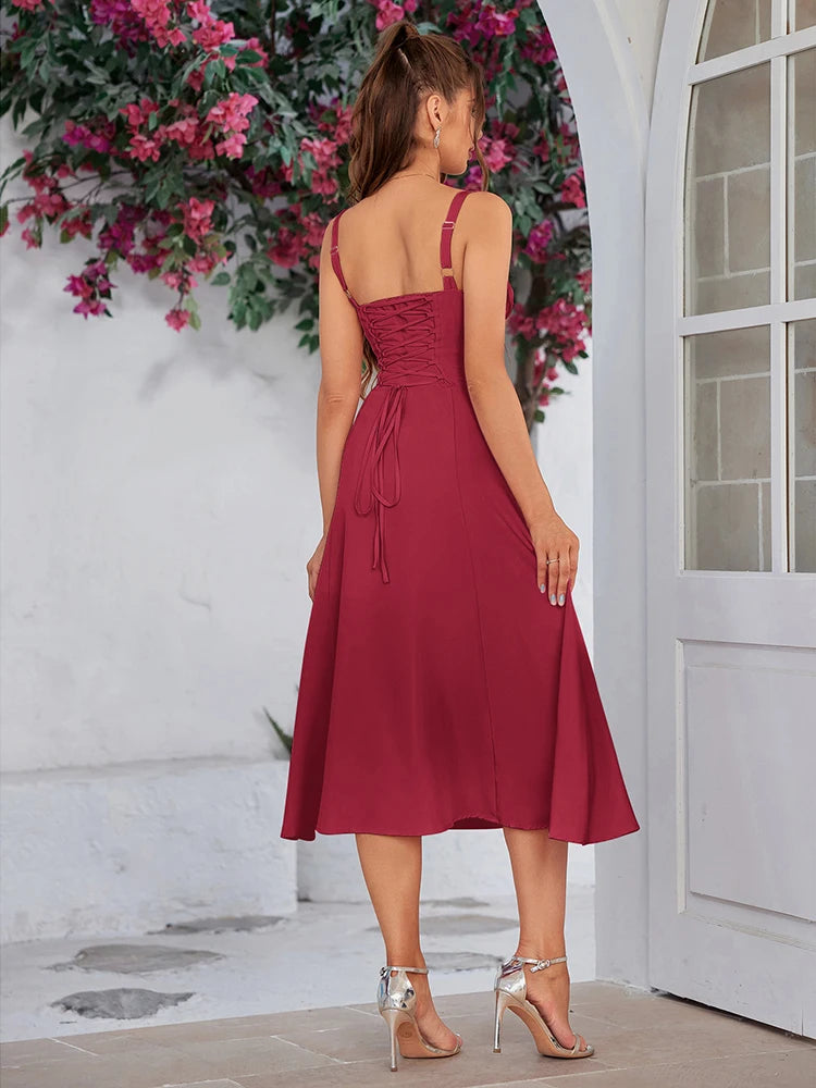 Tamara - Vestido con abertura tipo corsé
