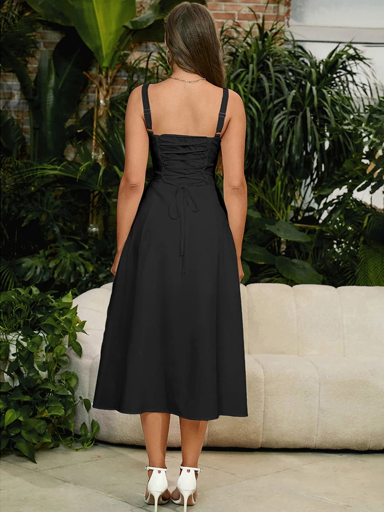 Tamara - Vestido con abertura tipo corsé