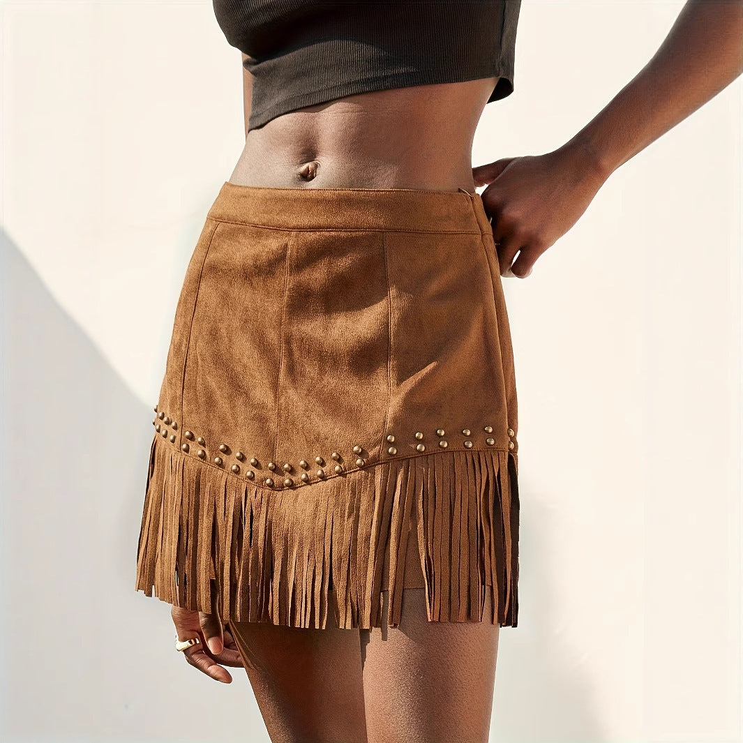 Lía - Falda de ante estilo boho chic