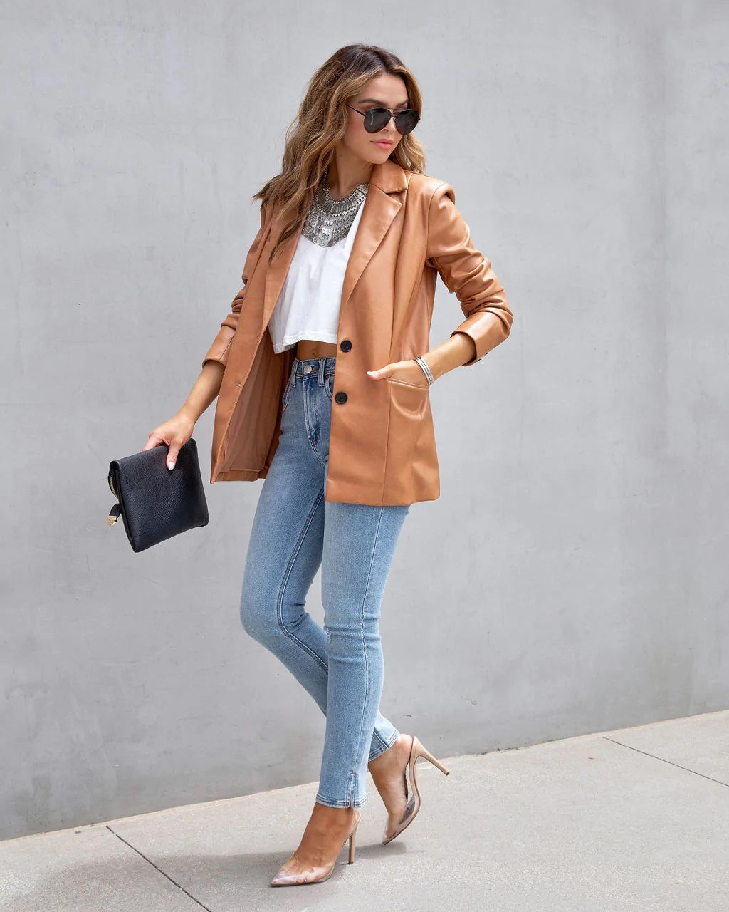 Lía - Chaqueta de cuero urbana
