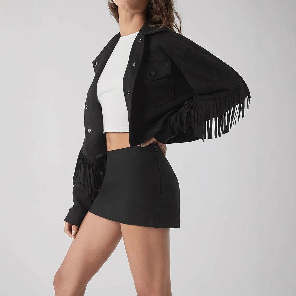 Karen - Chaqueta urbana con flecos