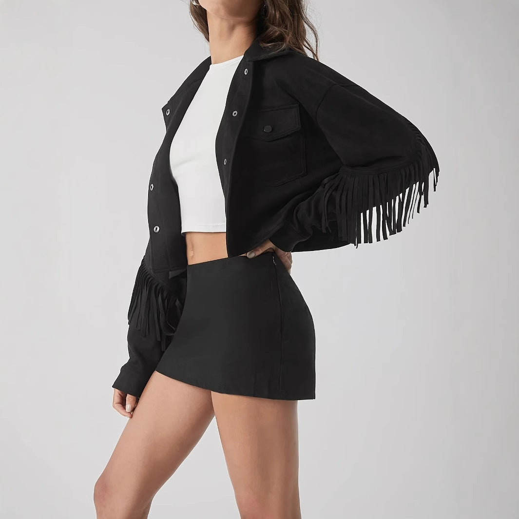 Karen - Chaqueta urbana con flecos