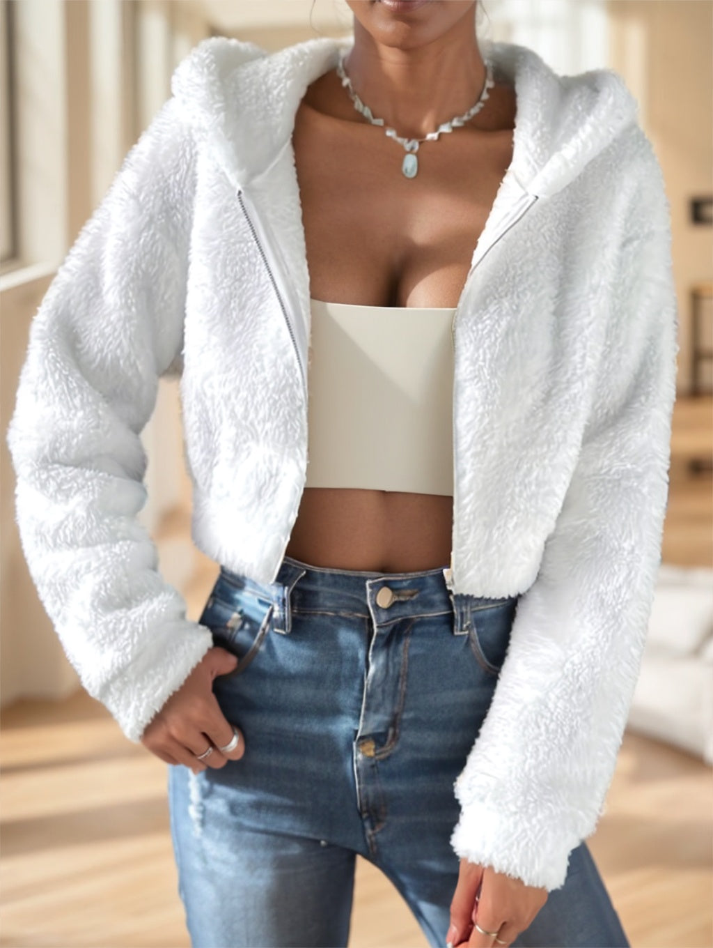 Carolina - Sudadera con capucha teddy comfort