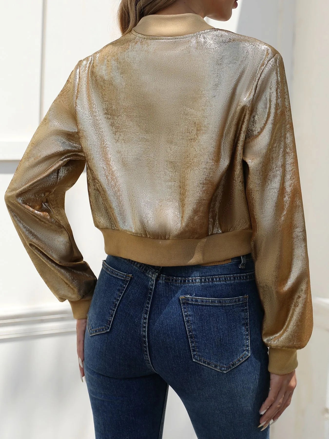 Celia - Chaqueta de lámina dorada